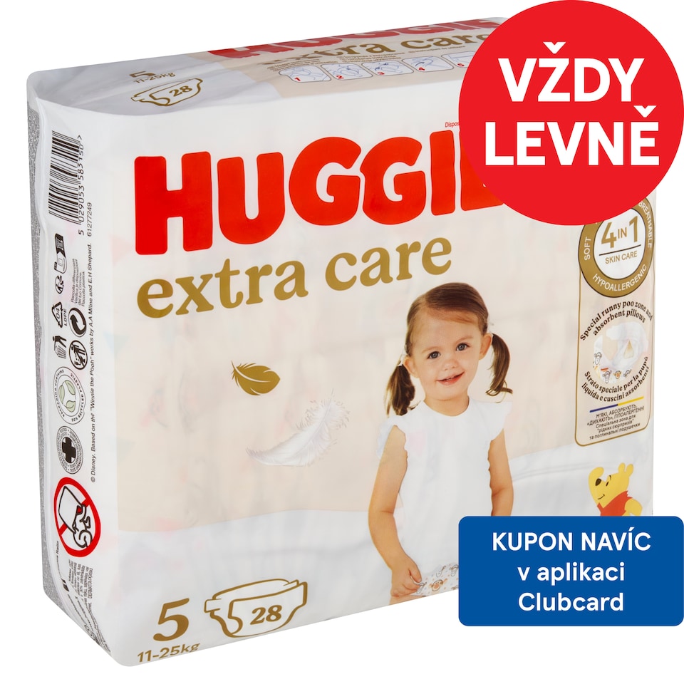 Huggies Extra Care plenky velikost 5 pro děti 11-25kg 28 ks