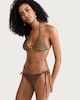 image 2 of F&F Metallic High Leg Tie Side Bikini Bottoms in Bronze