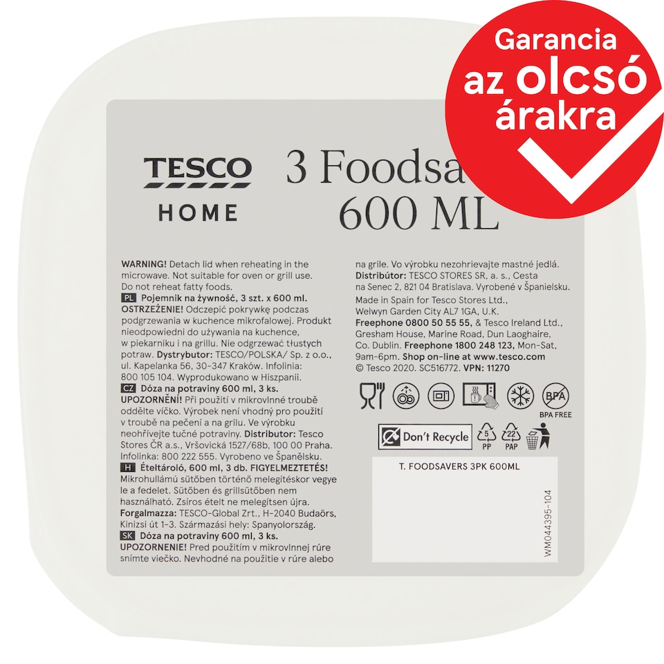Tesco Home Foodsavers 600 ml 3 pcs