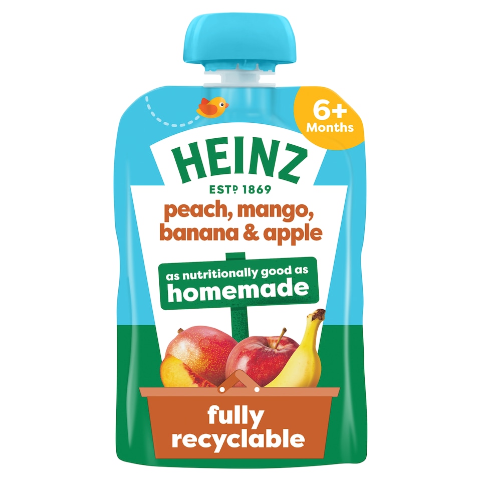 image 1 of Heinz Peach, Mango, Banana & Apple Baby Food Fruit Puree Pouch 100g