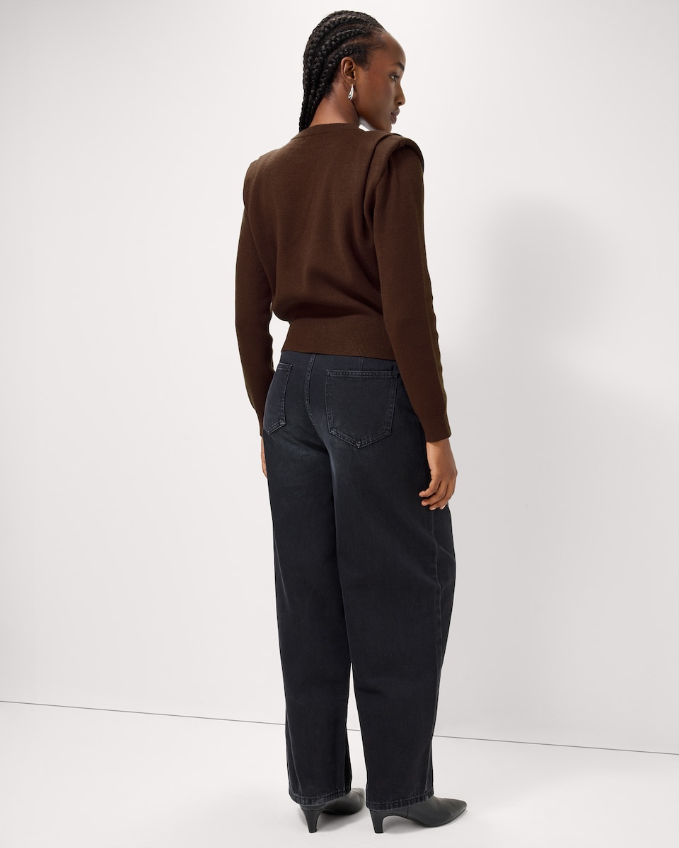 image 1 of F&F Tuck Shoulder Jumper in Brown