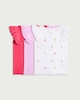 image 1 of F&F Baby 3-Pack Cotton Rich Pineapple Print Frill Sleeved T-Shirts in Pink
