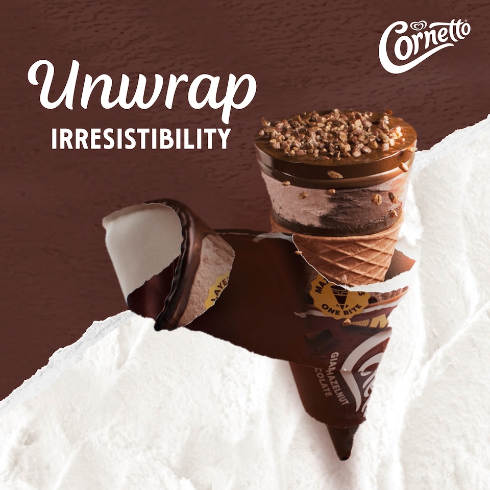 image 1 of Cornetto MAX Hazelnut & Chocolate Ice Cream Cones 4 x 90ml