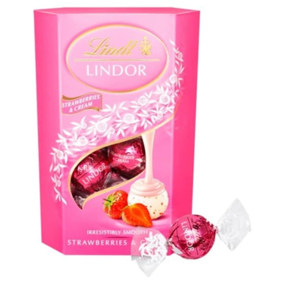 image 1 of Lindt Lindor Chocolate Truffles - Strawberries & Cream 200g