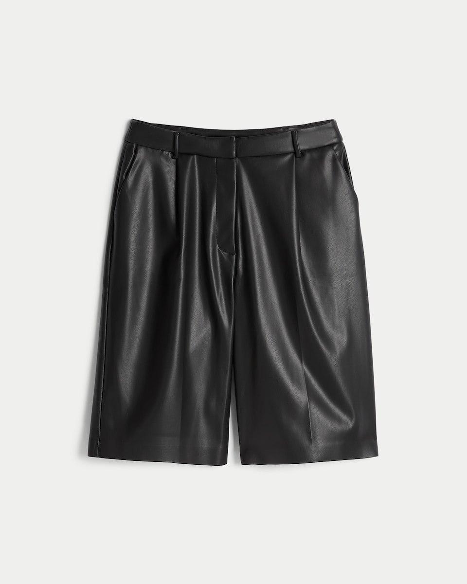 image 1 of F&F Faux Leather Jorts in Black