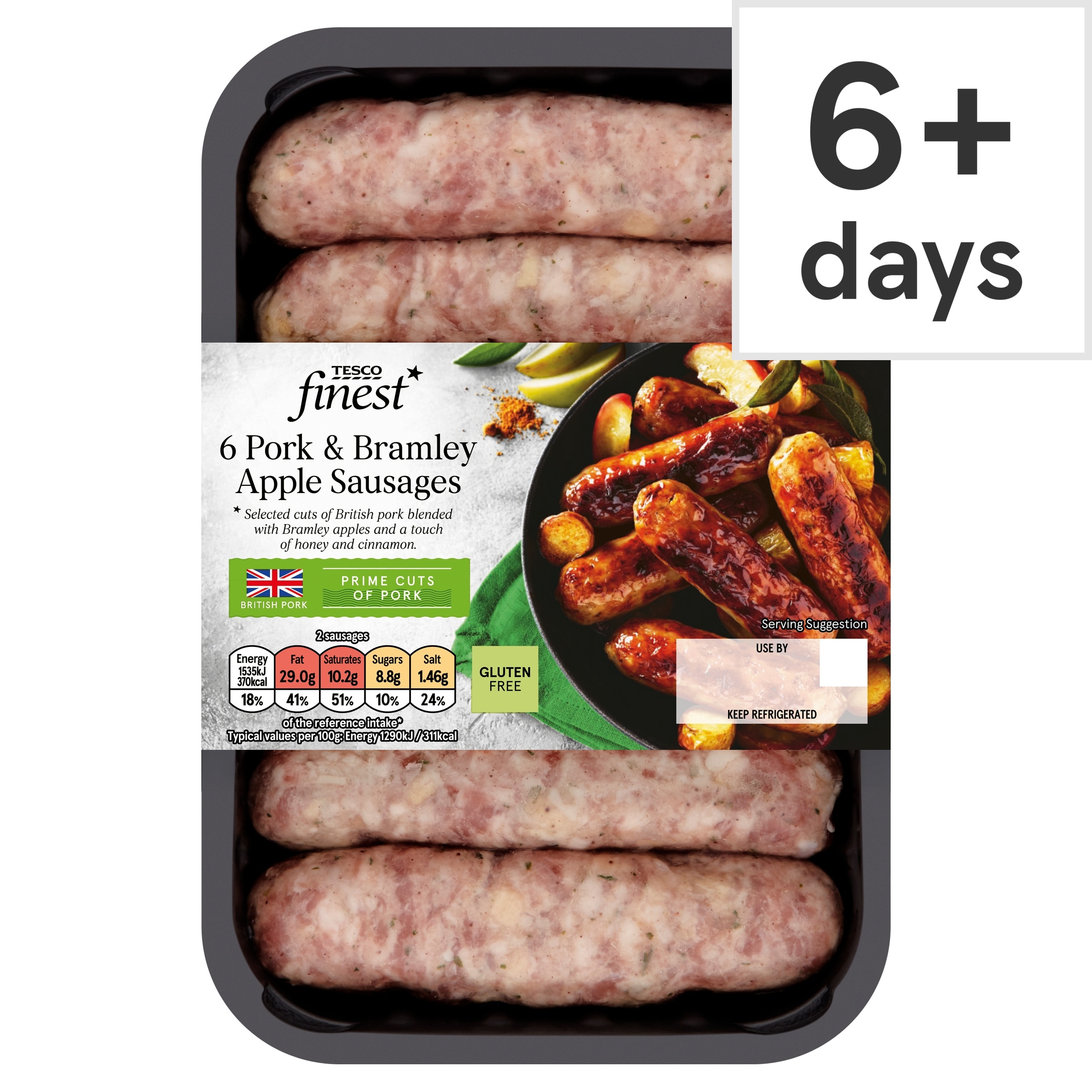 Tesco Finest 6 Pork & Apple Sausages 400G