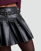 image 2 of OH ME OH MY Faux Leather Pleated Belted Skirt in Black