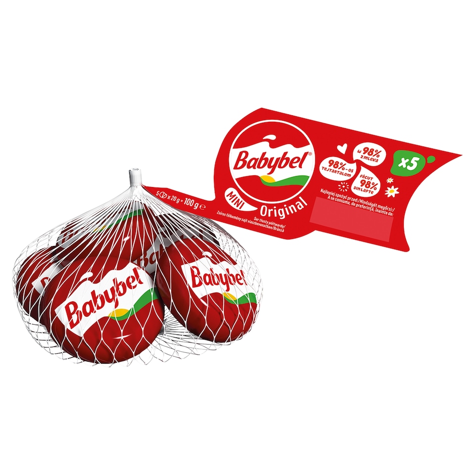 Babybel Mini Original zsíros félkemény sajt viaszbevonatban 5 x 20 g (100 g)