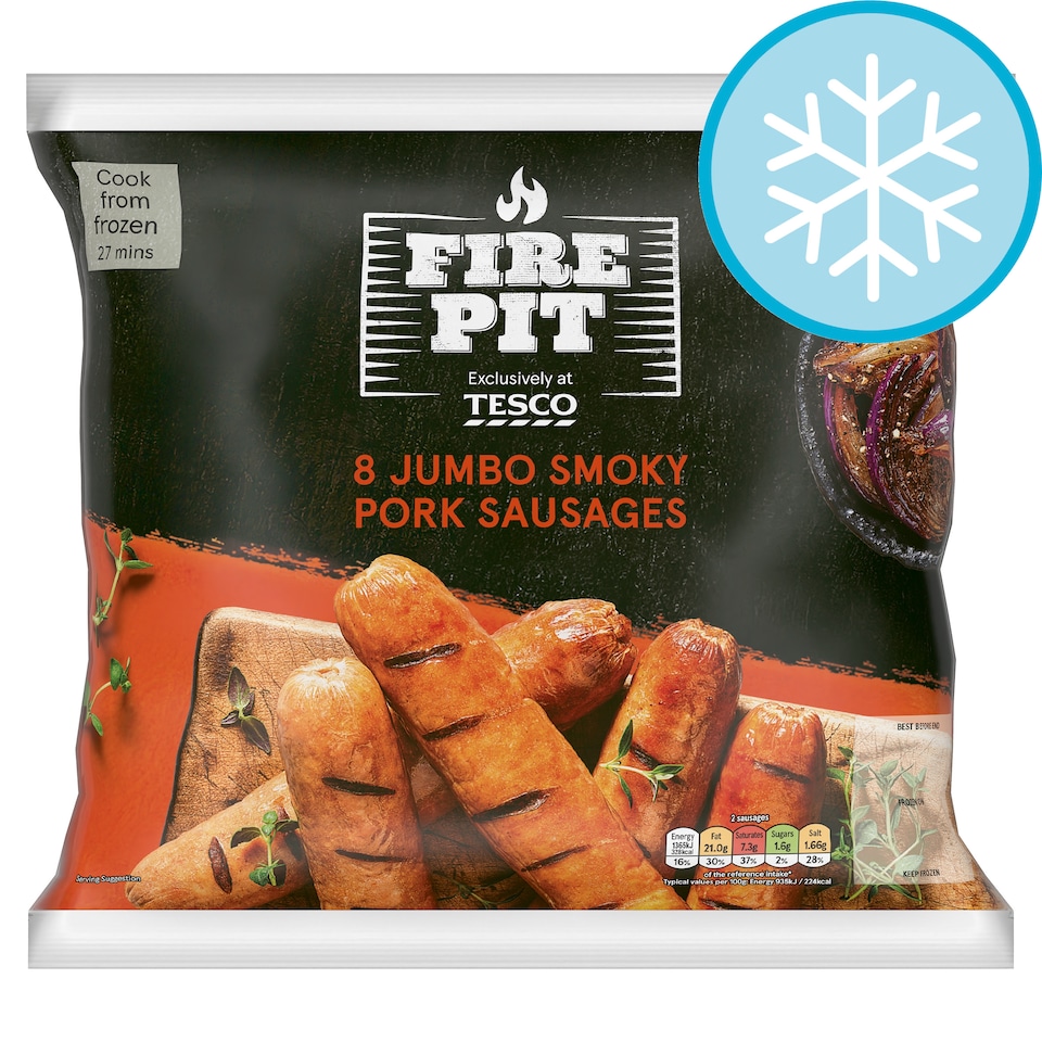 Tesco Fire Pit 8 Hickory Smoked Sausages 640g