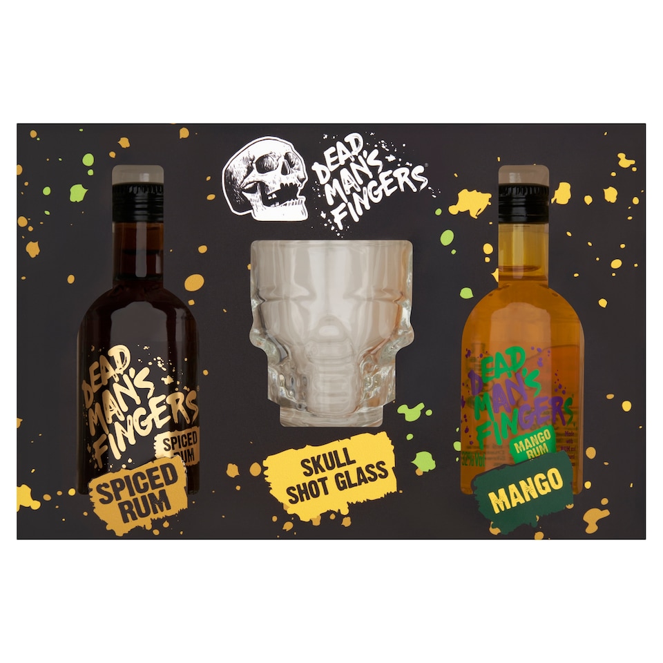 Dead Man's Fingers Rum 2 x 5cl & Skull Shot Glass Gift Set