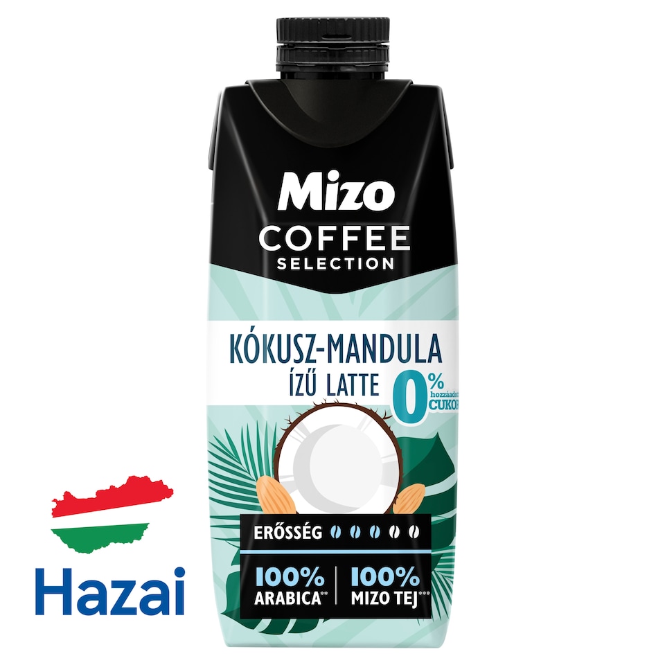 Mizo Coffee Selection Kókusz-Mandula ízű Latte UHT zsírszegény kávés tej édesítőszerekkel 250 ml