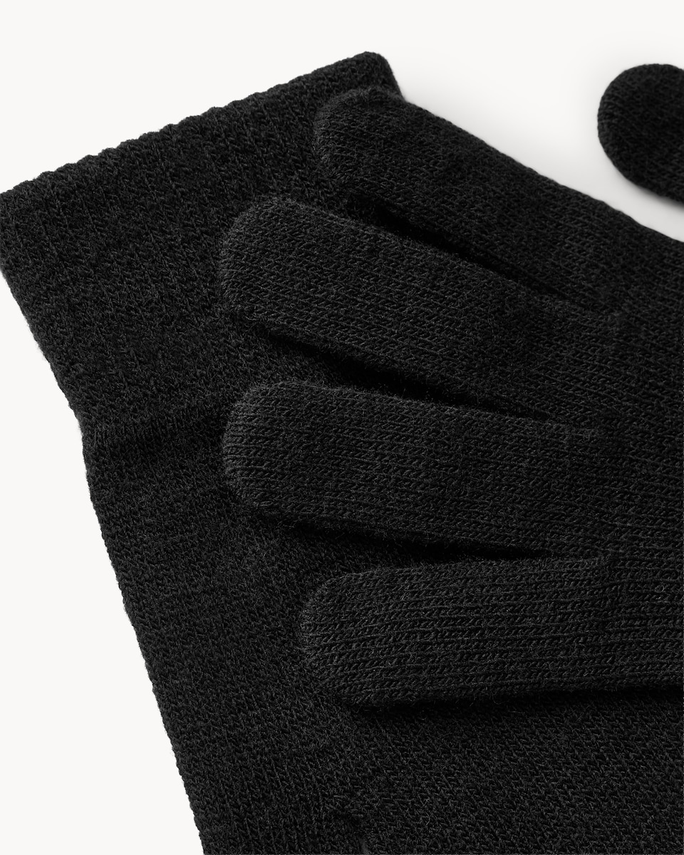 image 1 of F&F 2-Pack Knitted Magic Gloves in Black