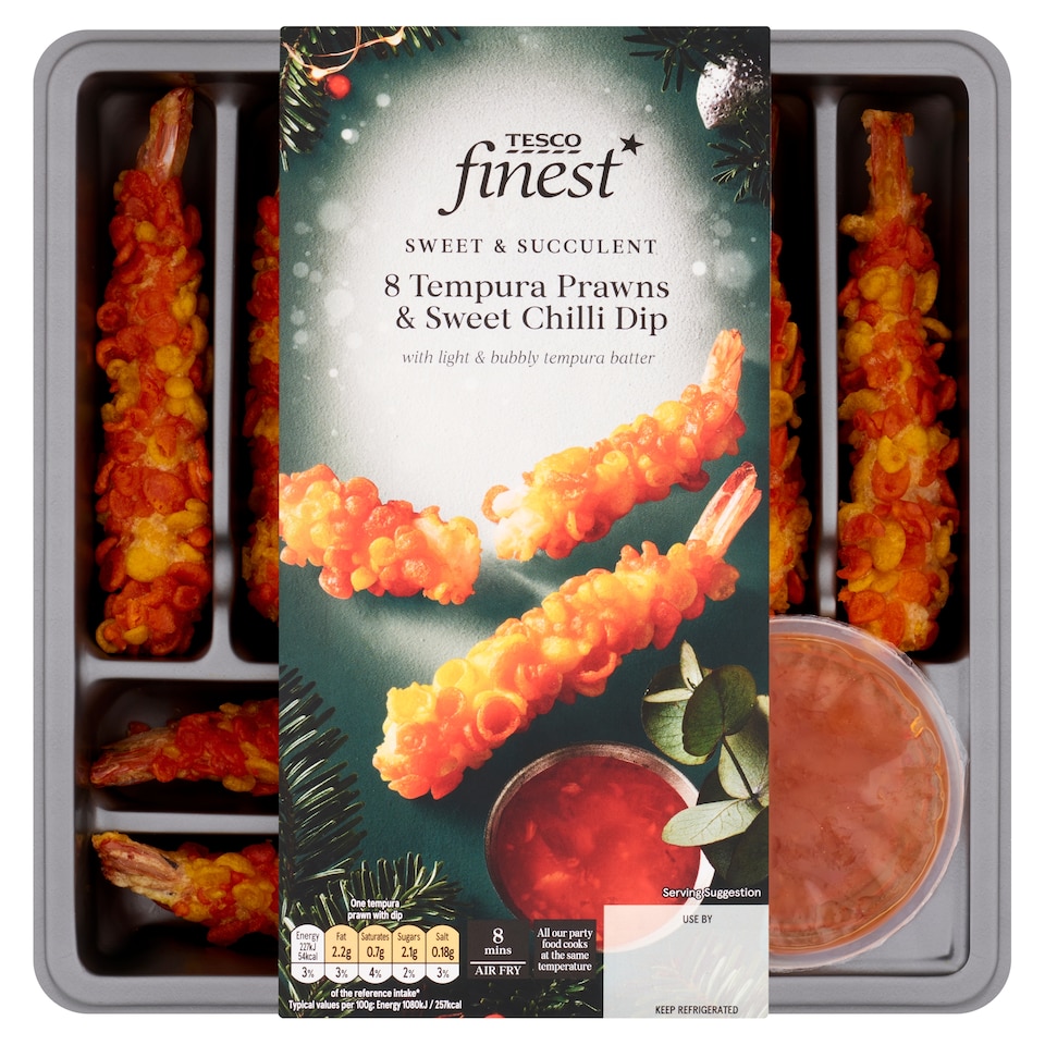Tesco Finest Bubble Tempura Prawns And Dip 190G
