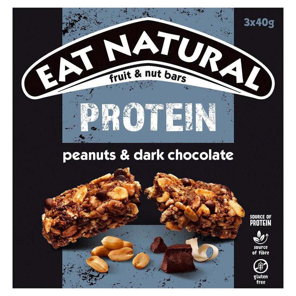 image 1 of Eat Natural Protein Fruit & Nut Bars - Peanuts & Dark Chocolate 3 x 40g