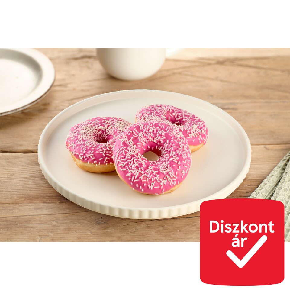 Fánk eper ízű bevonattal kiolvasztott 56 g  1. kép