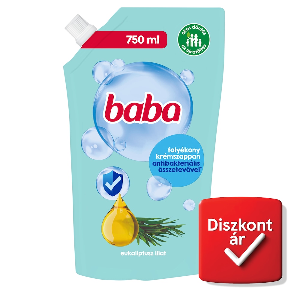Baba eukaliptusz illat folyékony krémszappan antibakteriális összetevővel 750 ml 