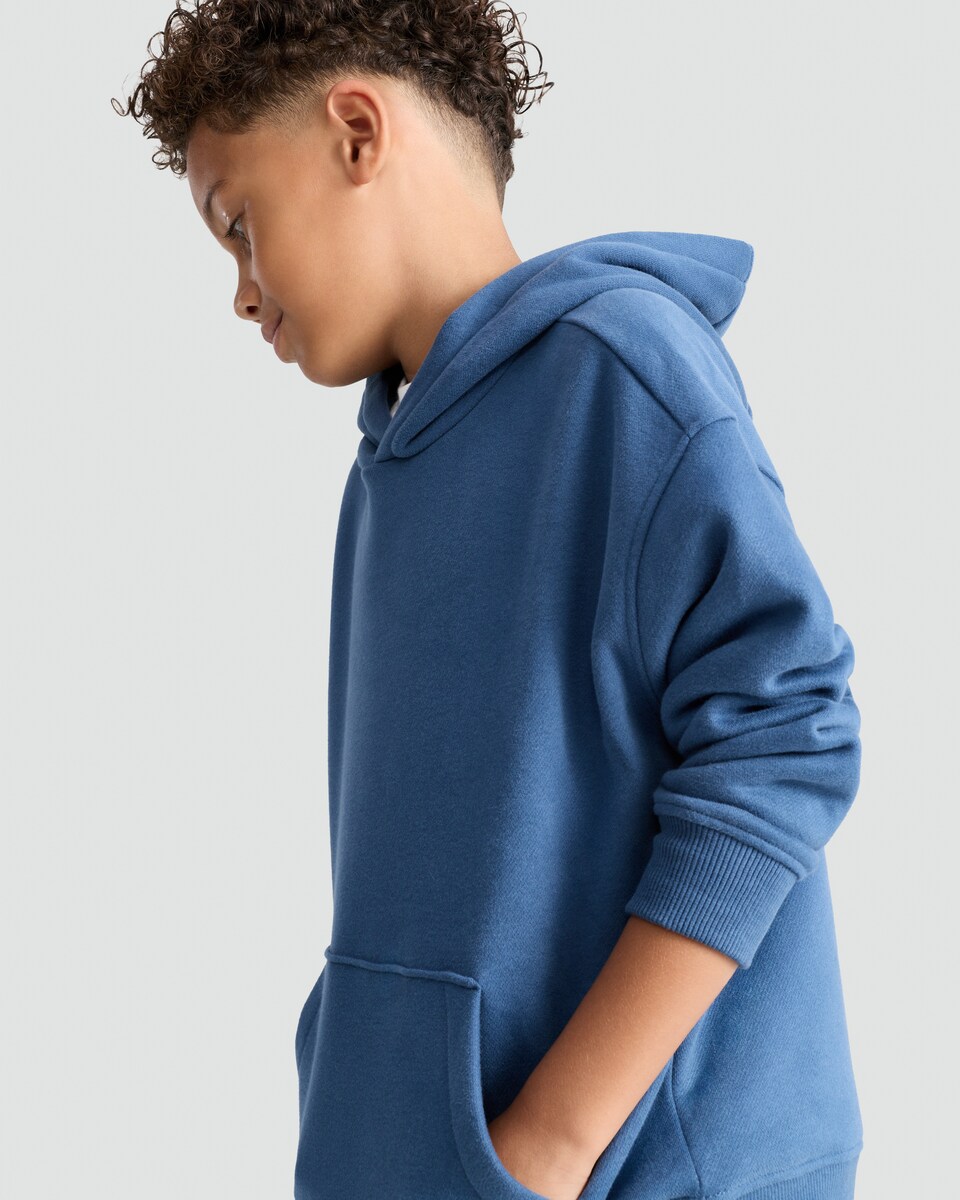 image 1 of F&F Boys Cotton Rich Kangaroo Pocket Hoodie in Blue