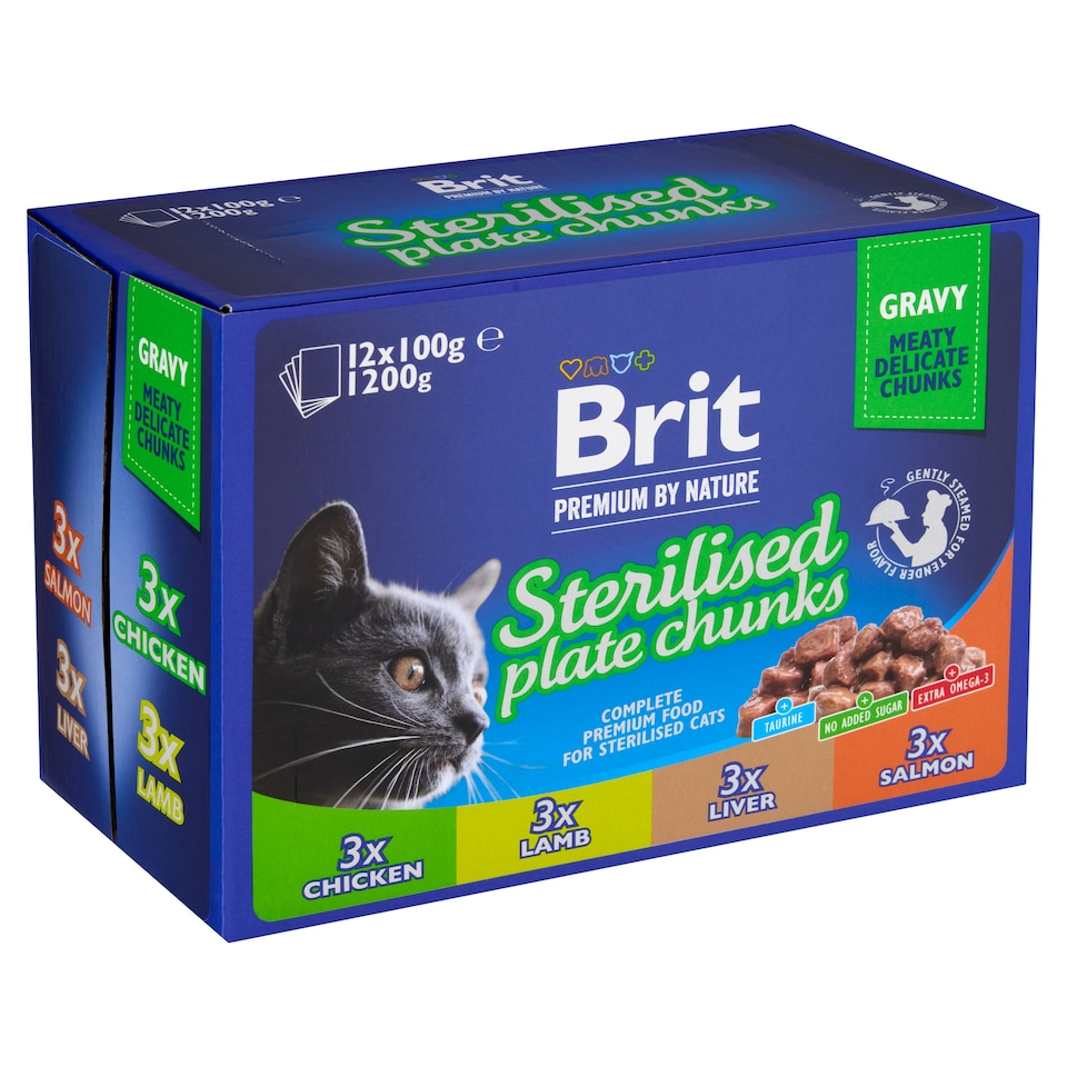 Obrázek 1 pro produkt Brit Premium by Nature Kompletní prémiové mokré krmivo pro kastrované kočky 12 x 100g (1200g)