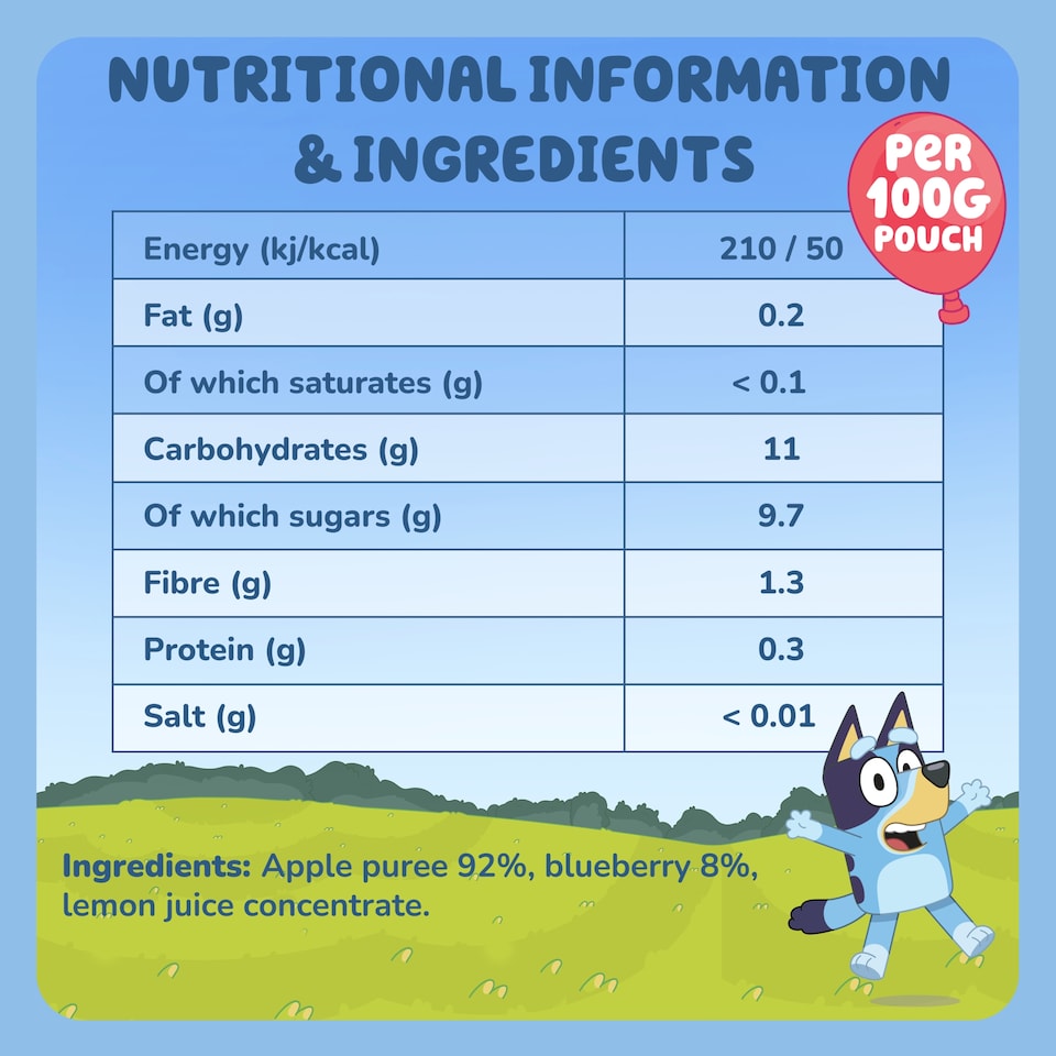 image 1 of Goodies Bluey Apple & Blueberry Pouch 4x100g