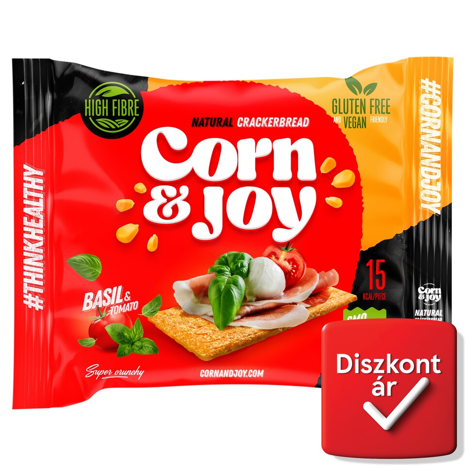 Corn & Joy extrudált kukorica kenyér paradicsommal és bazsalikommal 80 g