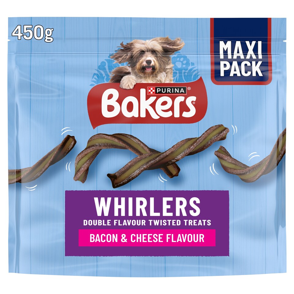 image 1 of BAKERS Whirlers Bacon and Cheese Dog Treats 450g