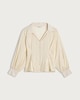 image 4 of F&F Stripe Print Cinched Waist Button Up Blouse in Neutral