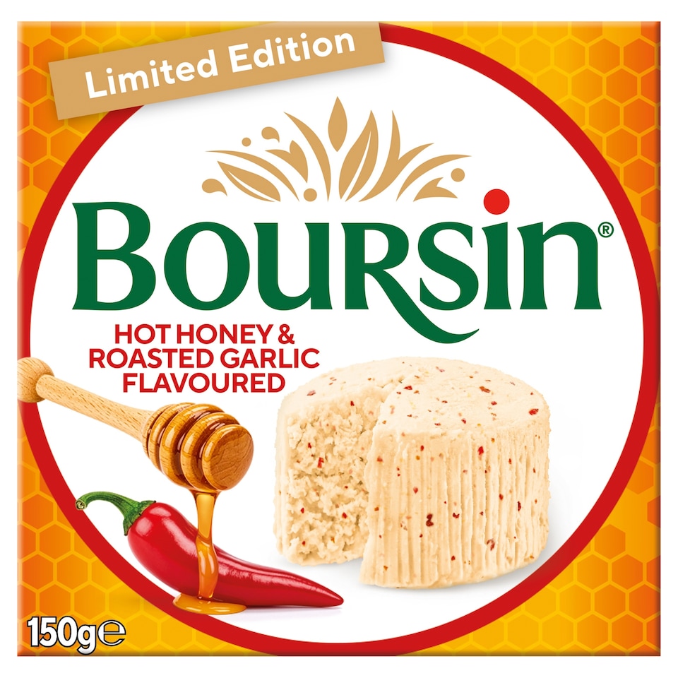 image 1 of Boursin Limited Edition Hot Honey & Roasted Garlic Flavoured Cheese 150g