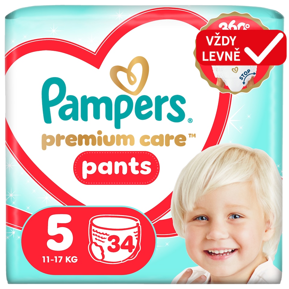 Obrázek 1 pro produkt Plenkové Kalhotky Pampers Premium Care Pants Velikost 5, 34 ks, 11kg-17kg