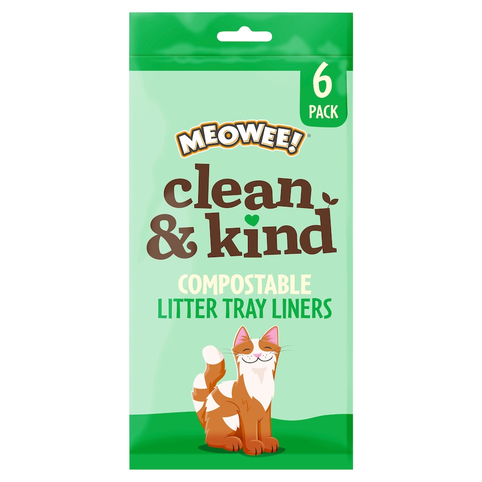 Meowee! Clean & Kind Compostable Cat Litter Tray Liners 6 Pack