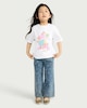 image 2 of F&F Girls Pure Cotton Unicorn Print T-Shirt in White