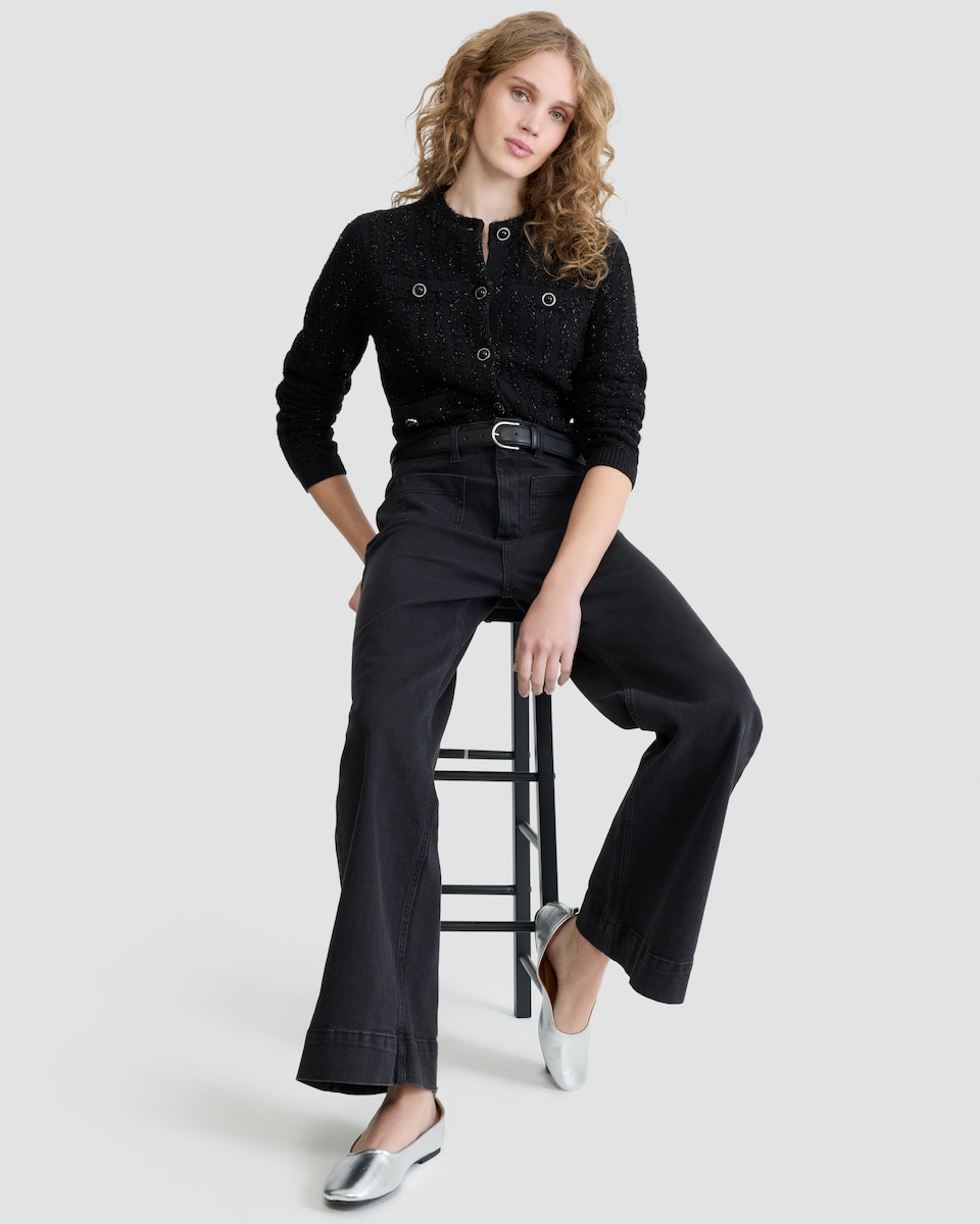 image 1 of F&F Textured Button Up Cardigan in Black
