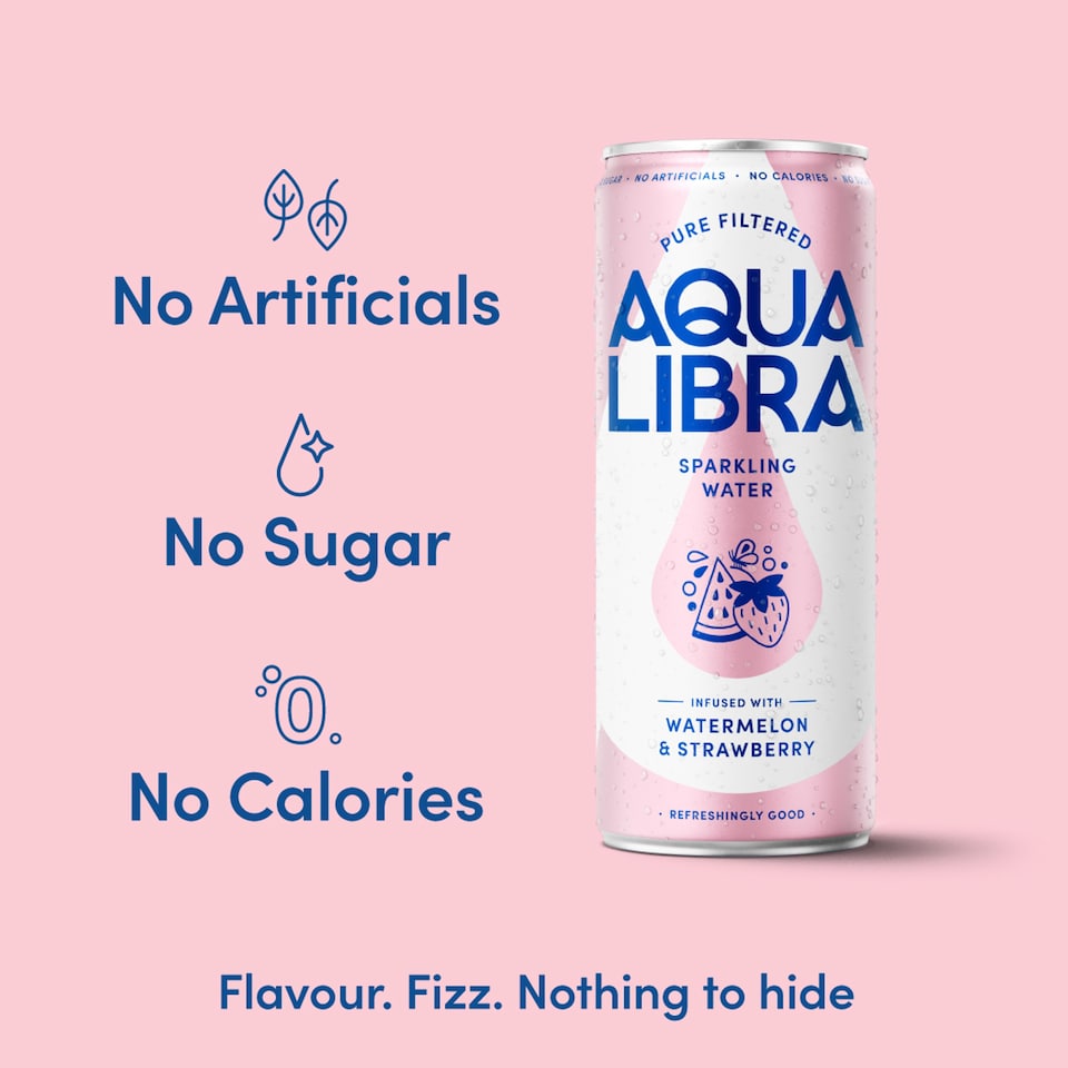 image 1 of Aqua Libra Sparkling Water Watermelon & Strawberry 4 x 330ml