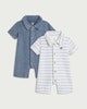image 1 of F&F Baby 2-Pack Cotton Rich Towelling Rompers in Blue