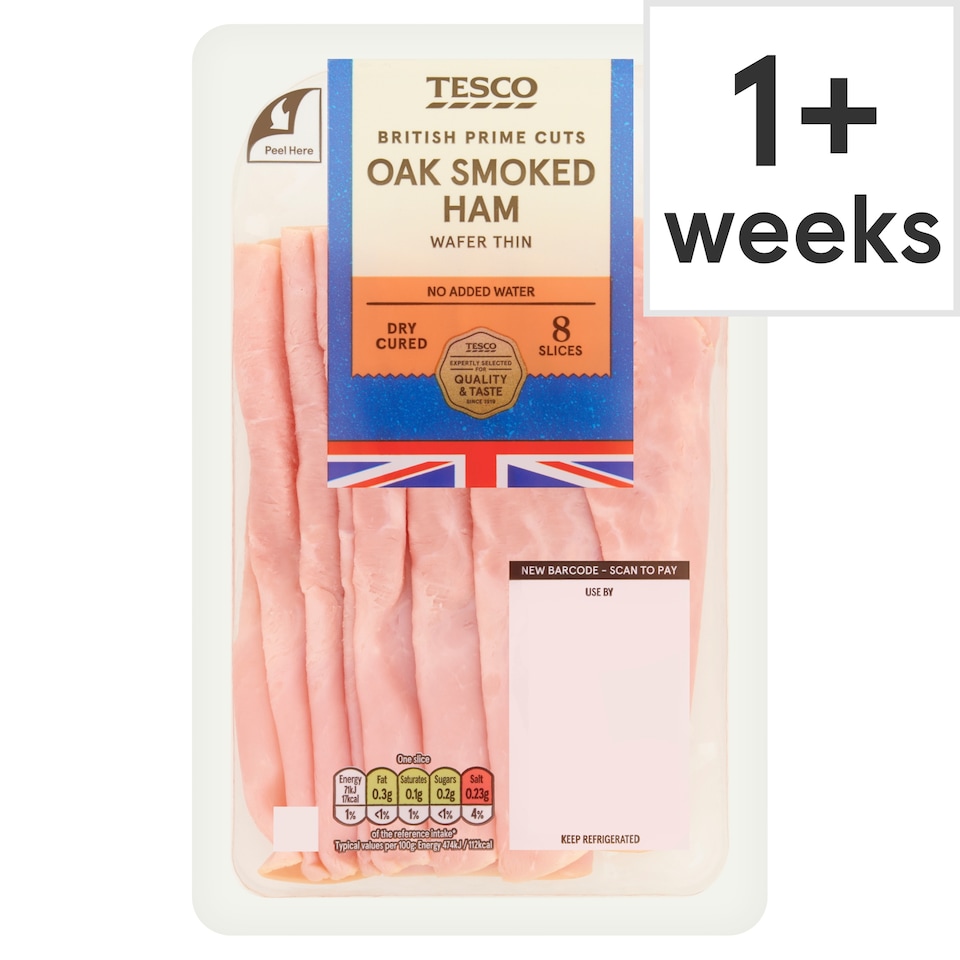 Tesco British Wafer Thin  Smoked Ham Slices 120g