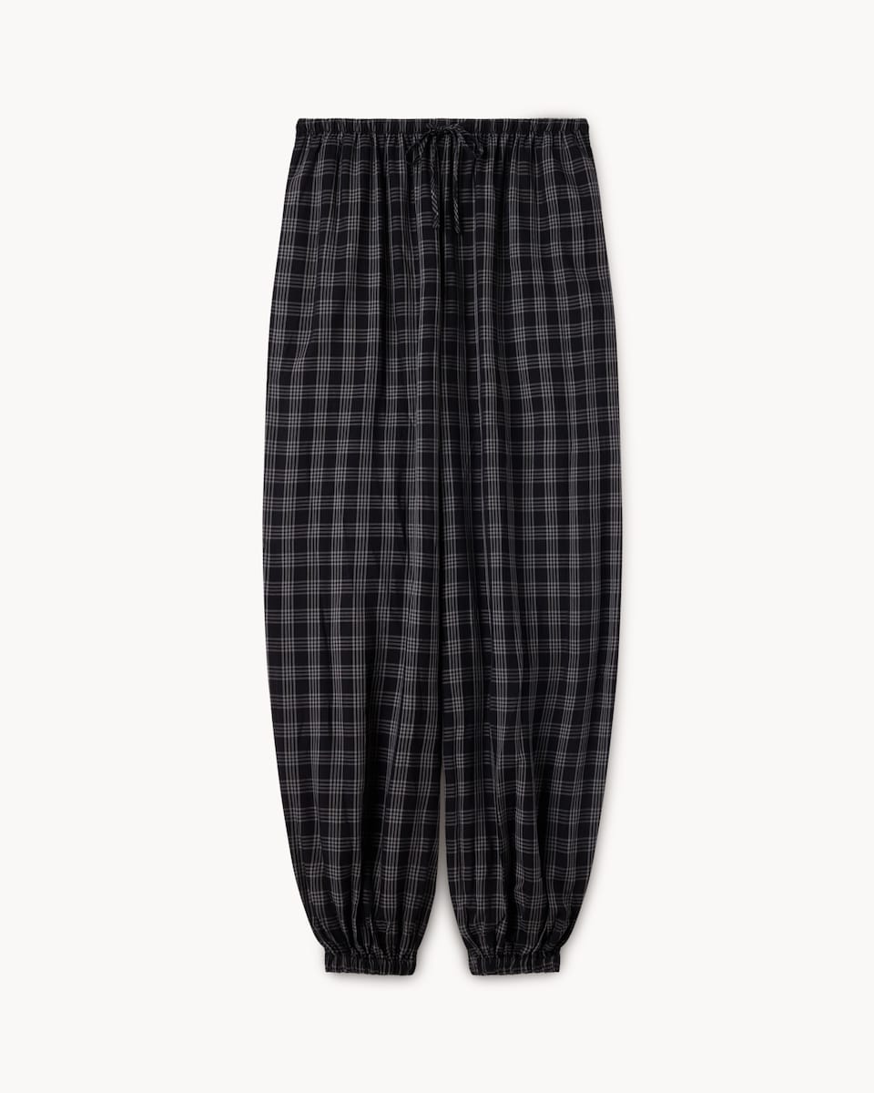 image 1 of F&F Check Balloon Co-ord Trousers in Multi Grey