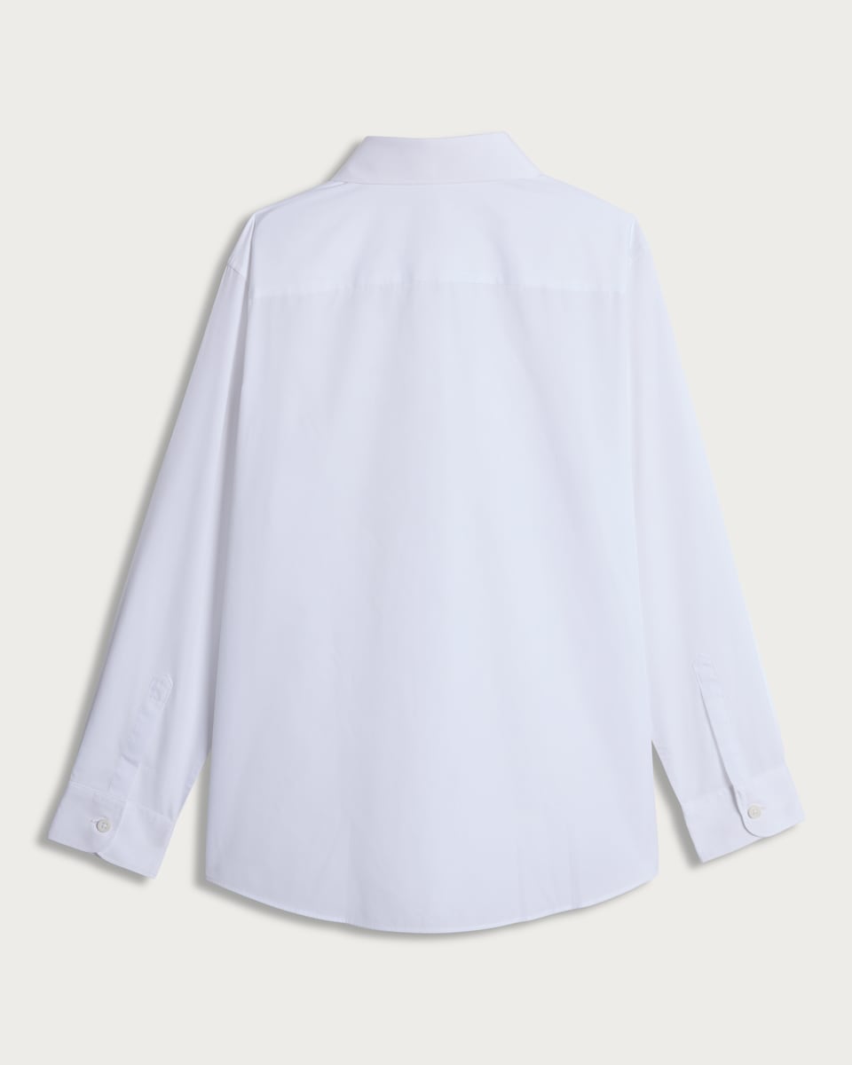 image 1 of F&F School Boys 3-Pack Cotton Blend Generous Fit Long Sleeved Shirts in White