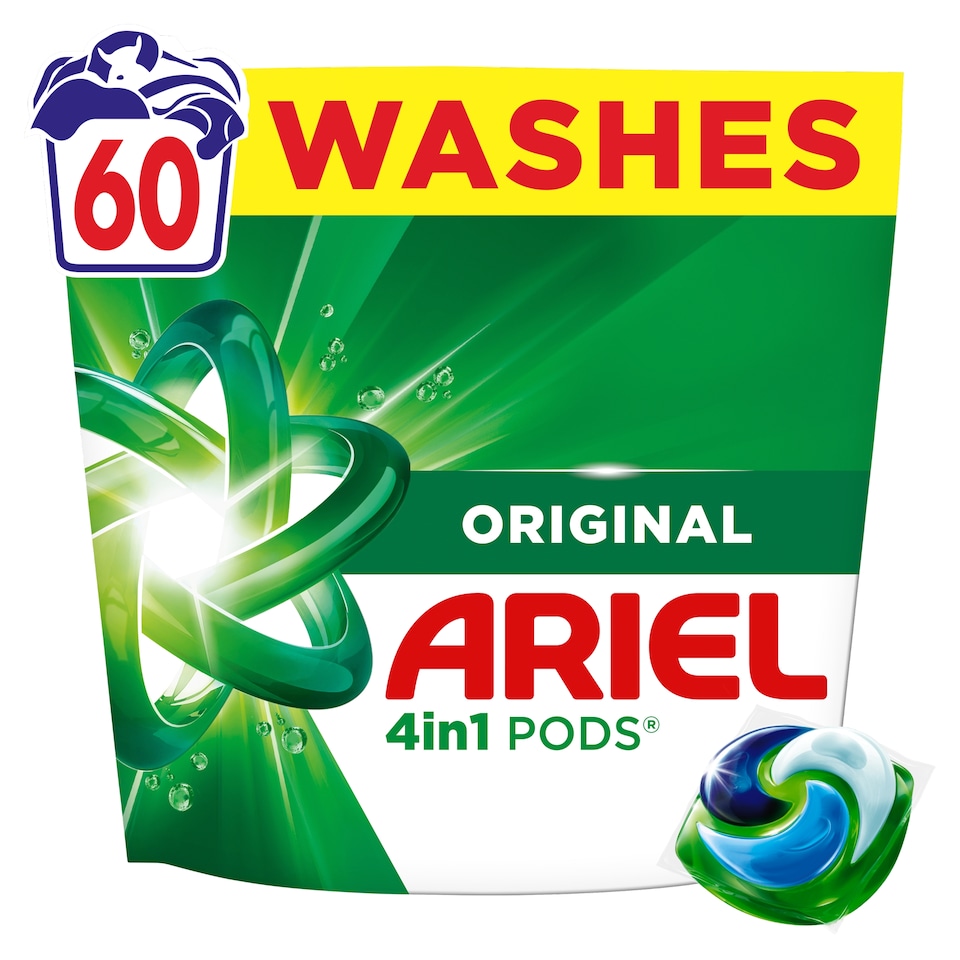 image 1 of Ariel Laundry Detergent 4in1 Pods Original 60 Washes 1044g