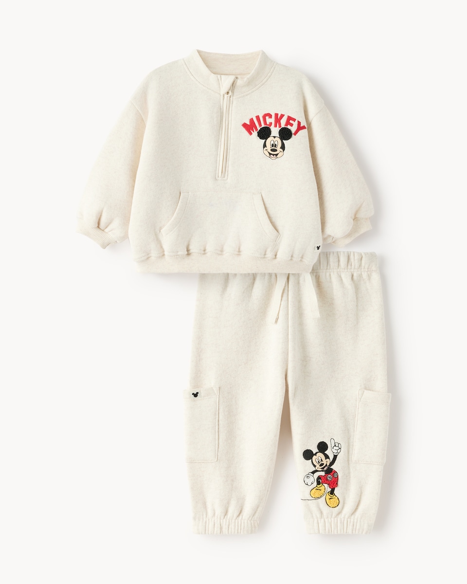 image 1 of Disney Mickey Mouse Cotton Blend Sweatshirt and Joggers Set in Neutral