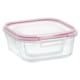image 1 of Go Cook Klip Pink Glass Square Food Storage 450ml & 1100ml Twin Pack