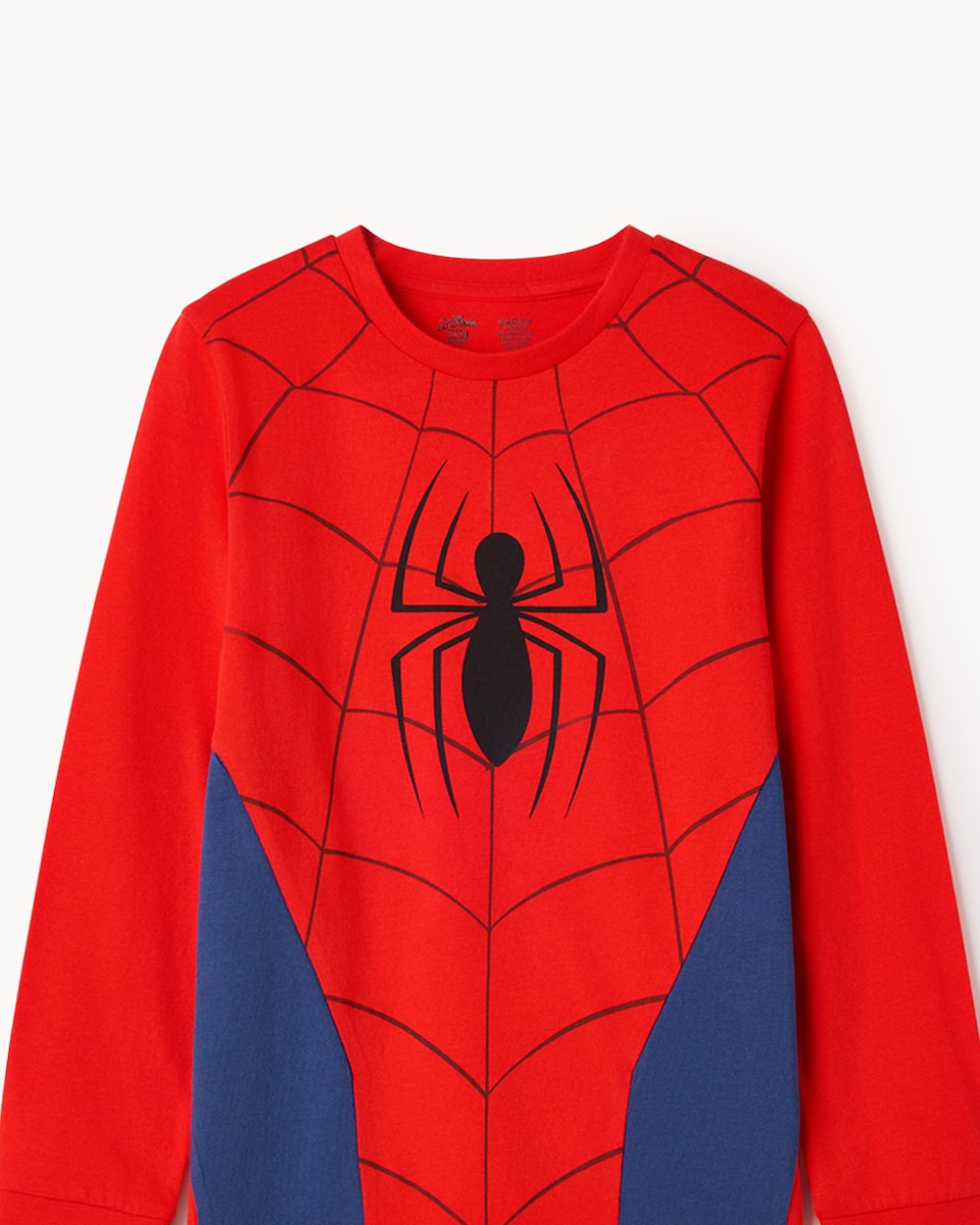 image 1 of Spider-Man Pure Cotton Pyjama Set in Red