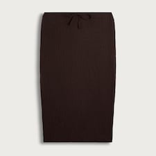 F&F Textured Drawstring Bubble Midi Skirt in Chocolate