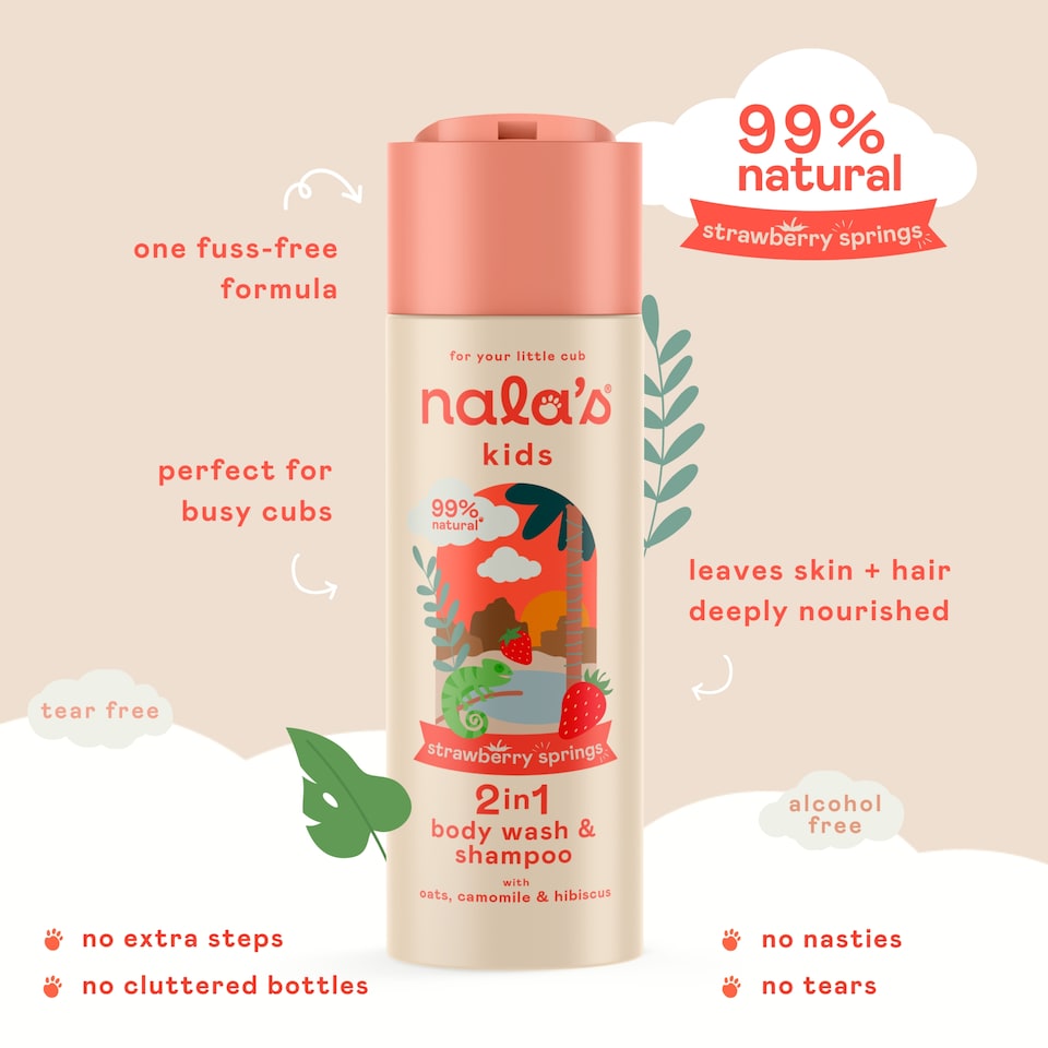 image 1 of Nala's Kids 2in1 Body Wash & Shampoo Strawberry Springs 200ml