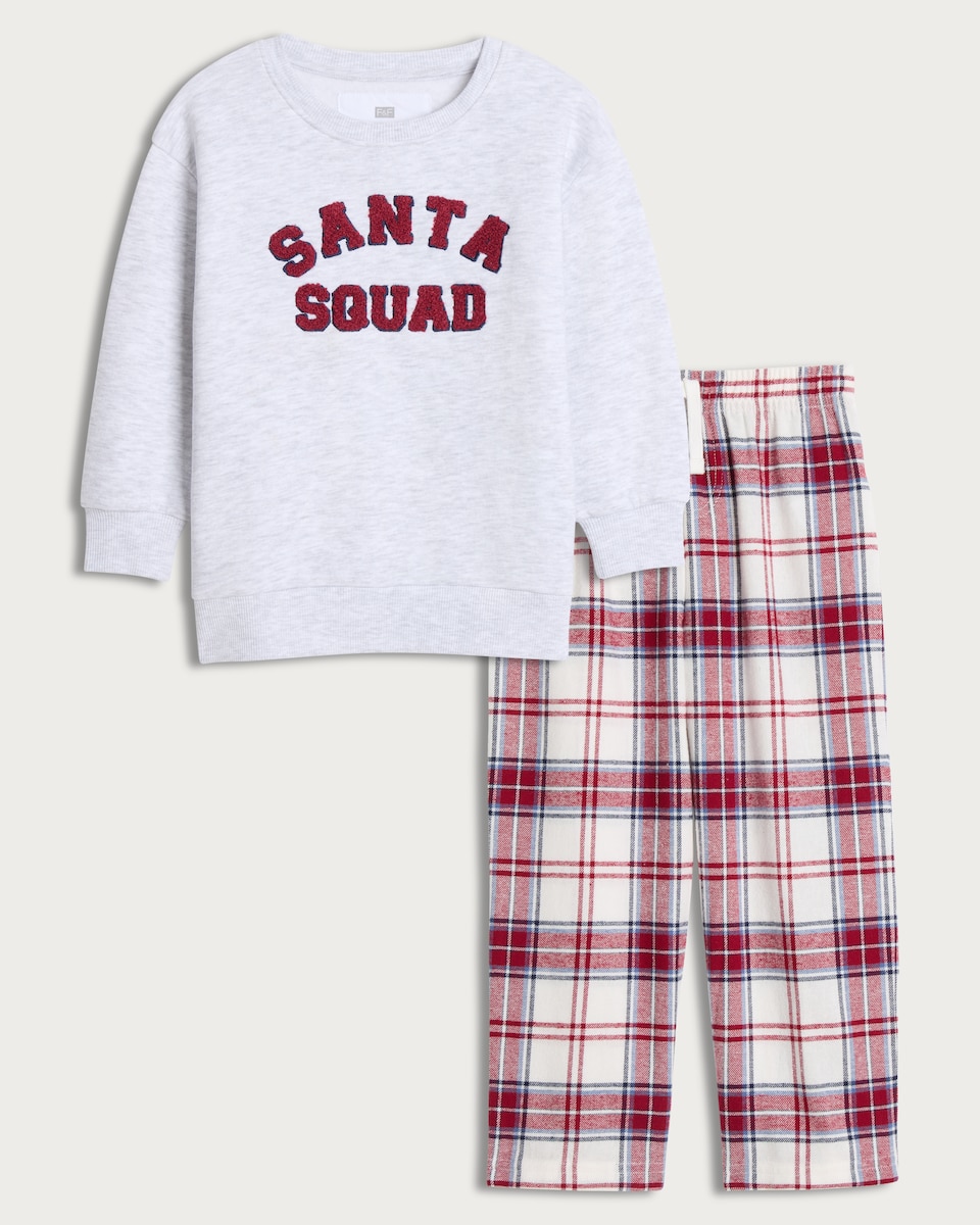 image 1 of F&F Santa Squad Matching Family Christmas Pyjamas in Grey Multi