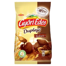 Győri Édes Duplajó kakaós bevonómasszával talpán mártott, kakaós, omlós keksz 150 g