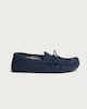 image 1 of F&F Bow Detail Moccasin Slippers in Navy