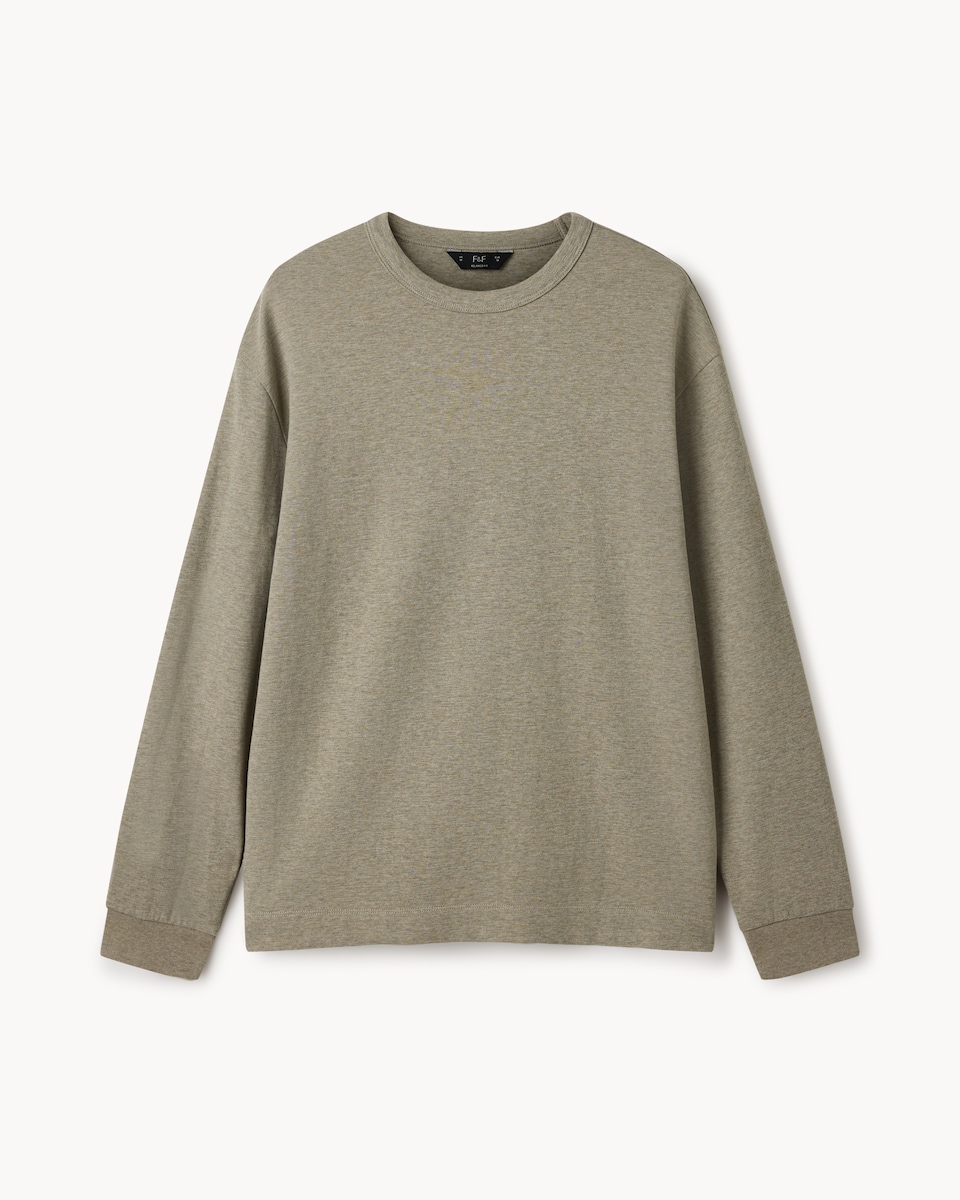image 1 of F&F Cotton Rich Relaxed Fit Top in Neutral
