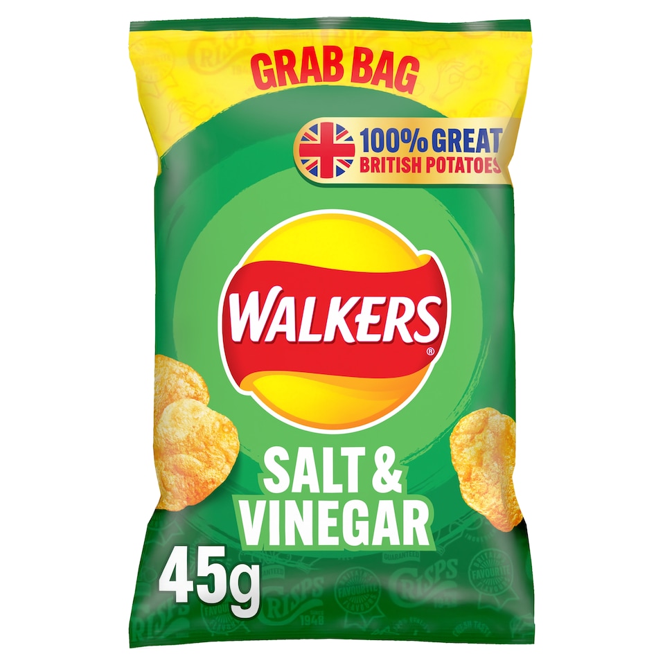 Walkers Salt & Vinegar Grab Bag Crisps 45g