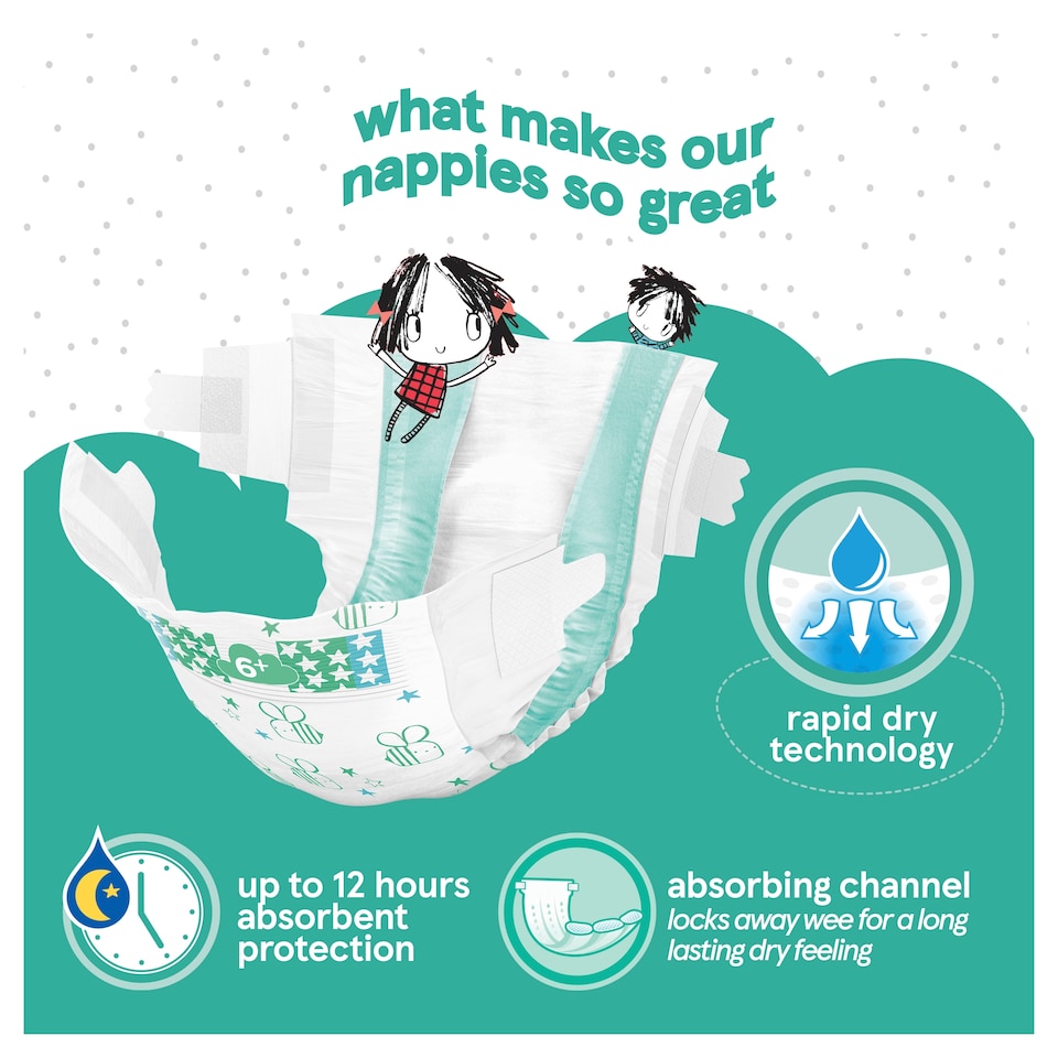 image 1 of Fred & Flo Ultra Dry Nappies Size 6+ 26 Pack