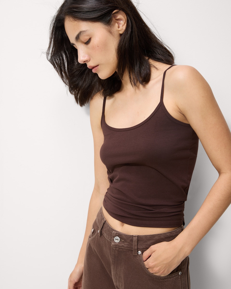 image 1 of F&F 3-Pack Cotton Rich Strappy Vests in Multi Brown