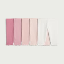 F&F Baby 5-Pack Cotton Rich Ribbed Leggings in Pink
